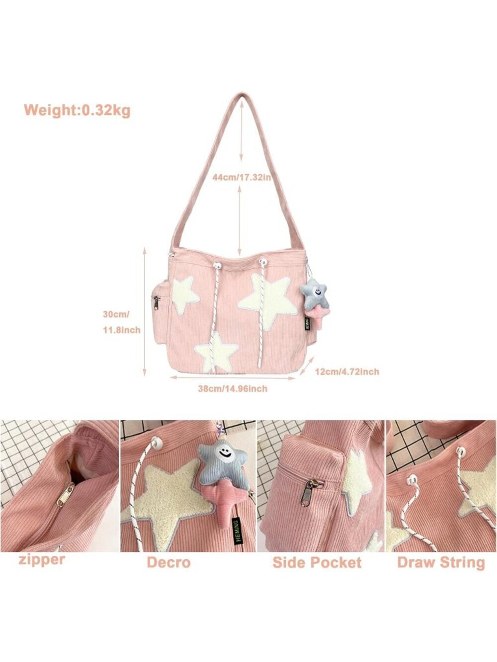 Women' Black Cute Travel comfortable Shopping Tote Crossbody Shoulder Bag - Picture 5 of 6